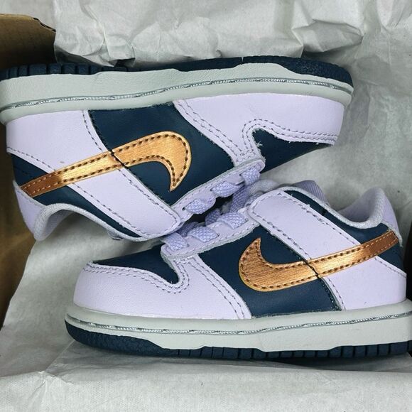Nike Dunk Low SE (Toddler) - Thunder Blue / Metallic Copper - Size 4C - Picture 7 of 8